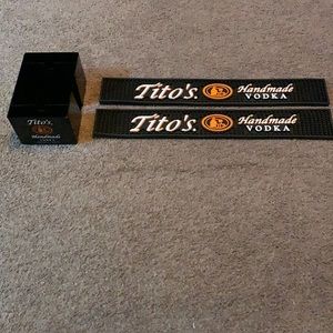 Tito’s Vodka bar mats & napkin & straw holder
